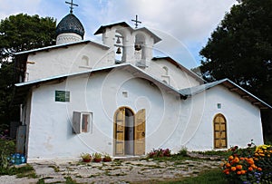 Russia. Pskov. The double church of the Intercession and Nativity of the Most Holy Mother of God.