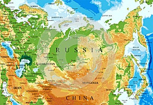 Russia relief map