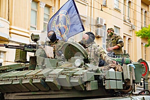 tank on the streets of during attempted military coup in Rostov-on-Don Russia