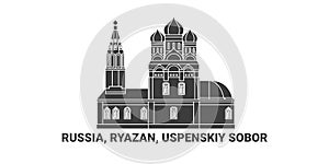 Russia, Ryazan, Uspenskiy Sobor, travel landmark vector illustration