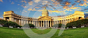 Russia - Saint Petersburg, Kazan cathedral at sunrise, nobody