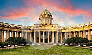 Russia - Saint Petersburg, Kazan cathedral at sunrise, nobody