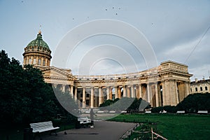 Russia - Saint Petersburg, Kazan cathedral at sunrise, nobody