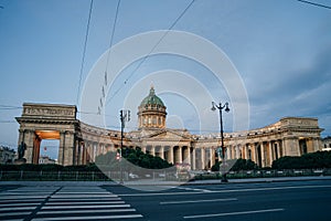 Russia - Saint Petersburg, Kazan cathedral at sunrise, nobody