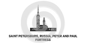 Russia, Saint Petersburg, Peter And Paul Fortress, travel landmark vector illustration