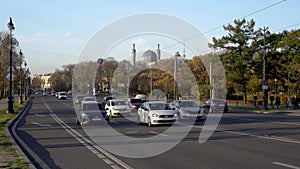 Russia Saint Petersburg Summer Garden 06.10.21 am 13:00 City garden with fountains, strolling tourists and locals.