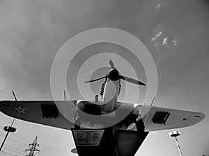 Russia. Samara. May 28, 2016. Monument Fighter of the Second World War on a black and white background