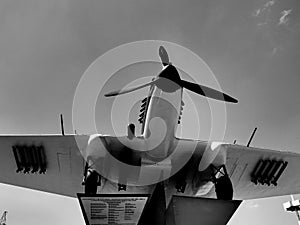 Russia. Samara. May 28, 2016. Monument Fighter of the Second World War on a black and white background