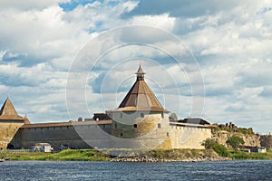 Russia, Shlisselburg, 9.09.2020 An ancient fortress in the city of Shlisselburg, on an island in the middle of the Neva