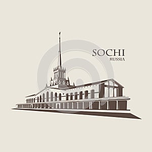 Russia, Sochi seaport. Vector architecture