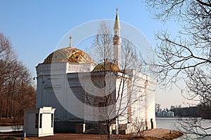 Russia, St. Petersburg, April 15, 2018. On the photo Pavilion Turkish Bath, located in the State Museum Reserve Tsarskoye Selo Pu
