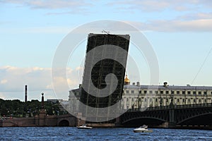 Russia, St. Petersburg, the divorced Trinity Bridge