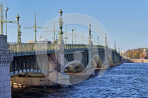 Russia, St Petersburg, a fragment of the Trinity Bridge over the Neva River