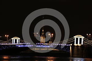 Russia, St. Petersburg, the palace bridge and the Peter and Paul Fortress