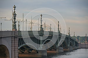 Russia, St. Petersburg, Troitsky Bridge close-up, details of the bridge. Daylight lighting.