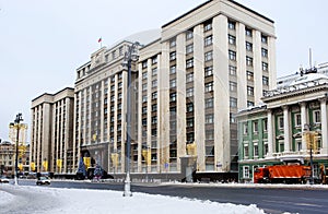 Russia.State Duma in Moscow. Winter.