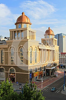 Russia style buildings at downtown Manzhouli China