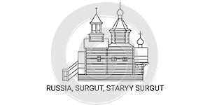 Russia, Surgut, Staryy Surgut, travel landmark vector illustration