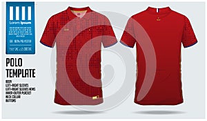 Russia Team Polo t-shirt sport template design for soccer jersey, football kit or sportswear. Classic collar sport uniform.