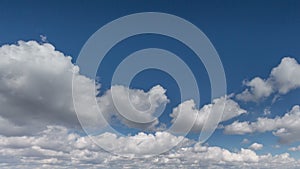 Russia, timelapse. The movement of clouds over the fields of winter wheat in early spring in the vast steppes of the Don.