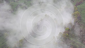 Russia, timelapse. The movement of clouds over the fields of winter wheat in early spring in the vast steppes of the Don.