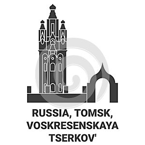 Russia, Tomsk, Voskresenskaya Tserkov' travel landmark vector illustration