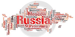 Russia top travel destinations word cloud