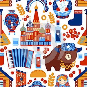 Russia travel seamless pattern