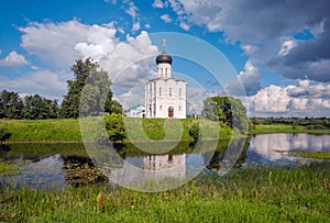 Russia. Travel to Suzdal. The Church of the Intercession on the Nerl. Old Russian architecture