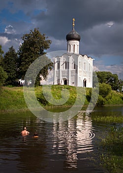 Russia. Travel to Suzdal. The Church of the Intercession on the Nerl. Old Russian architecture.