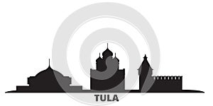 Russia, Tula city skyline isolated vector illustration. Russia, Tula travel black cityscape