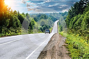 Russia, Tver region, road to Lake Seliger extending distance to the horizon