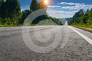 Russia, Tver region, road to Lake Seliger extending distance to the horizon