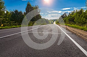 Russia, Tver region, road to Lake Seliger extending distance to the horizon