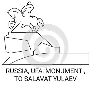 Russia, Ufa, Monument , To Salavat Yulaev travel landmark vector illustration