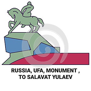 Russia, Ufa, Monument , To Salavat Yulaev travel landmark vector illustration