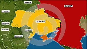 Russia and ukraine map illustration conflict politic