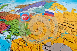 Russia and Ukraine map. Stop war concept, hot spot defending territory
