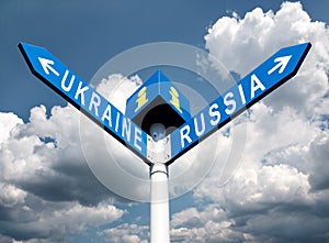 Russia-Ukraine road sign