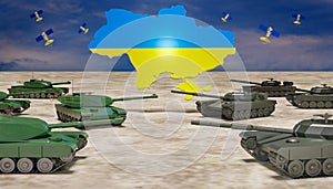Russia-Ukraine tensions escalate about the NATOÃ¢â¬â¢s expansion, 3D rendering photo