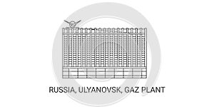 Russia, Ulyanovsk, Gaz Plant, travel landmark vector illustration