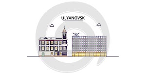Russia, Ulyanovsk tourism landmarks, vector city travel illustration