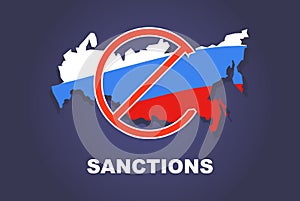 Russia is under sanctions. crossed out country sign.