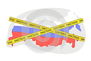 Russia under sanctions. Economic crisis. Flat vector illustration