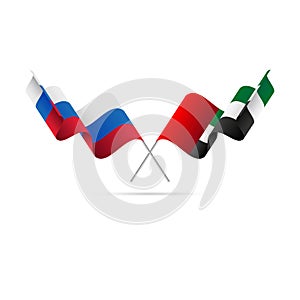 Russia and United Arab Emirates flags. Vector illustration.