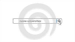 Russia Universities in Search Animation. Internet Browser Searching
