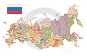 Russia - vintage map and flag - illustration photo