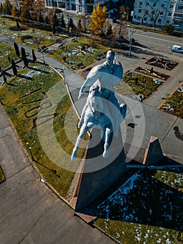 Russia, Vladikavkaz - November 04, 2019: Monument of Issa Pliev. Soviet military leader, army general on horse photo