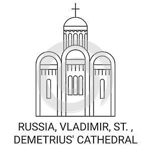 Russia, Vladimir, St. , Demetrius' Cathedral travel landmark vector illustration