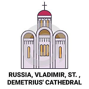 Russia, Vladimir, St. , Demetrius' Cathedral travel landmark vector illustration